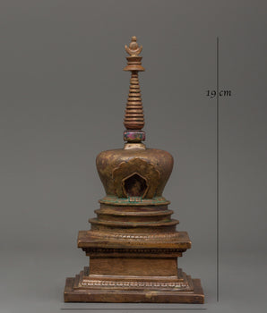 Oxidized Copper Stupa for Shrine | Dharma Decor