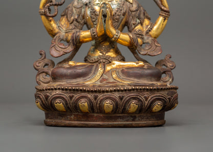 Chenrezig Oxidized Copper Statue | The Buddha of Infinite Compassion