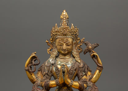 Chenrezig Oxidized Copper Statue | The Buddha of Infinite Compassion