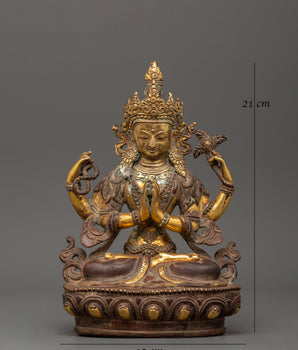 Chenrezig Oxidized Copper Statue | The Buddha of Infinite Compassion