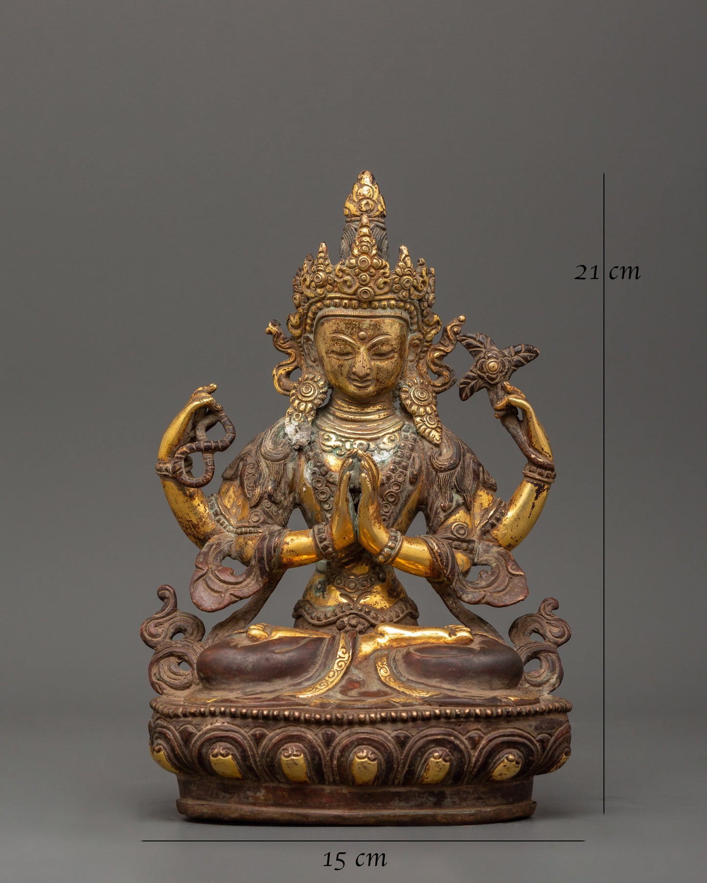 Chenrezig Oxidized Copper Statue | The Buddha of Infinite Compassion