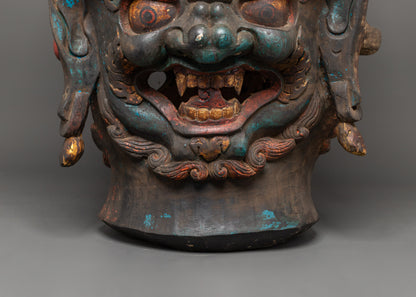 Three-Headed Heruka | Handcrafted Wooden Protector Deity