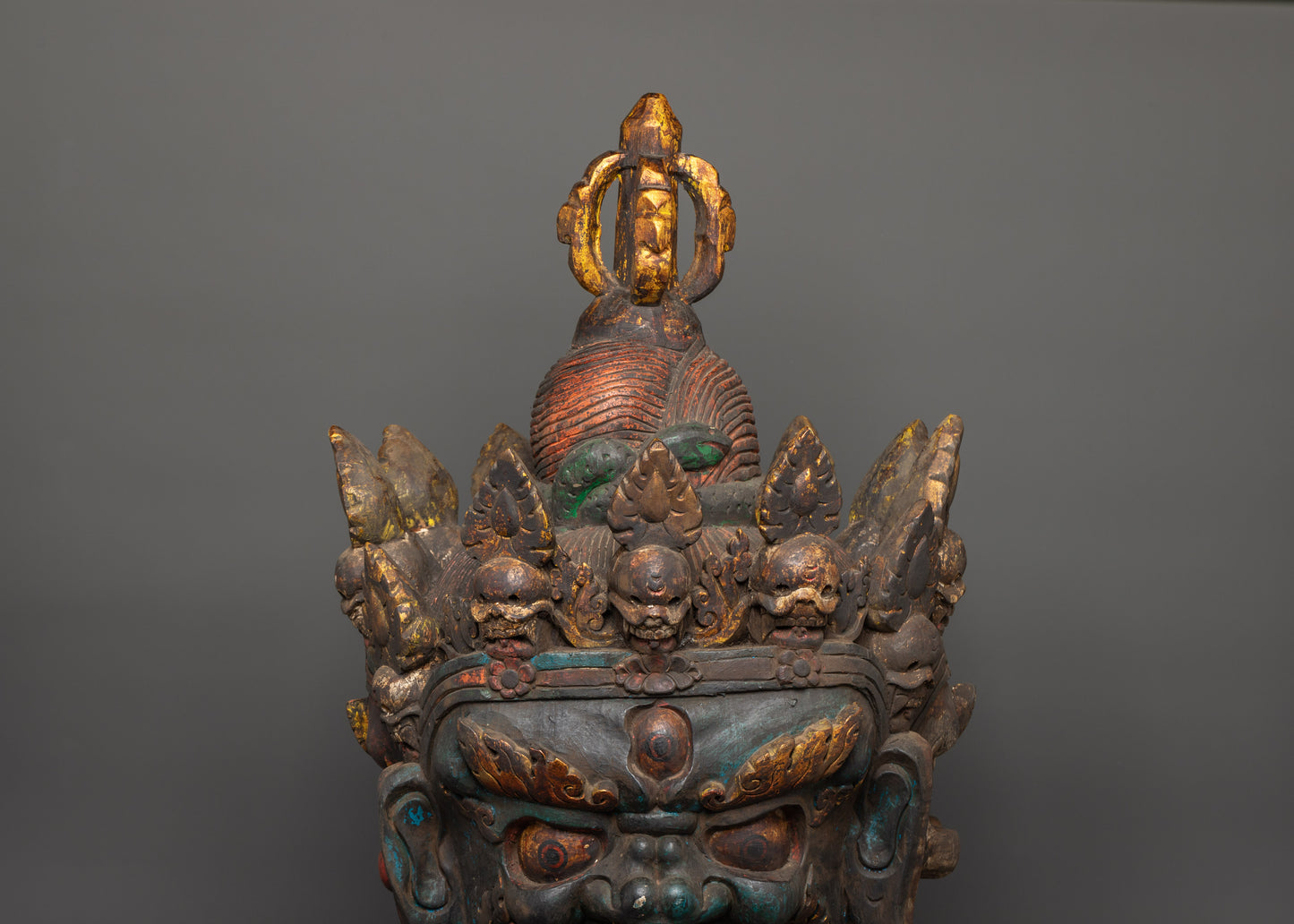 Three-Headed Heruka | Handcrafted Wooden Protector Deity