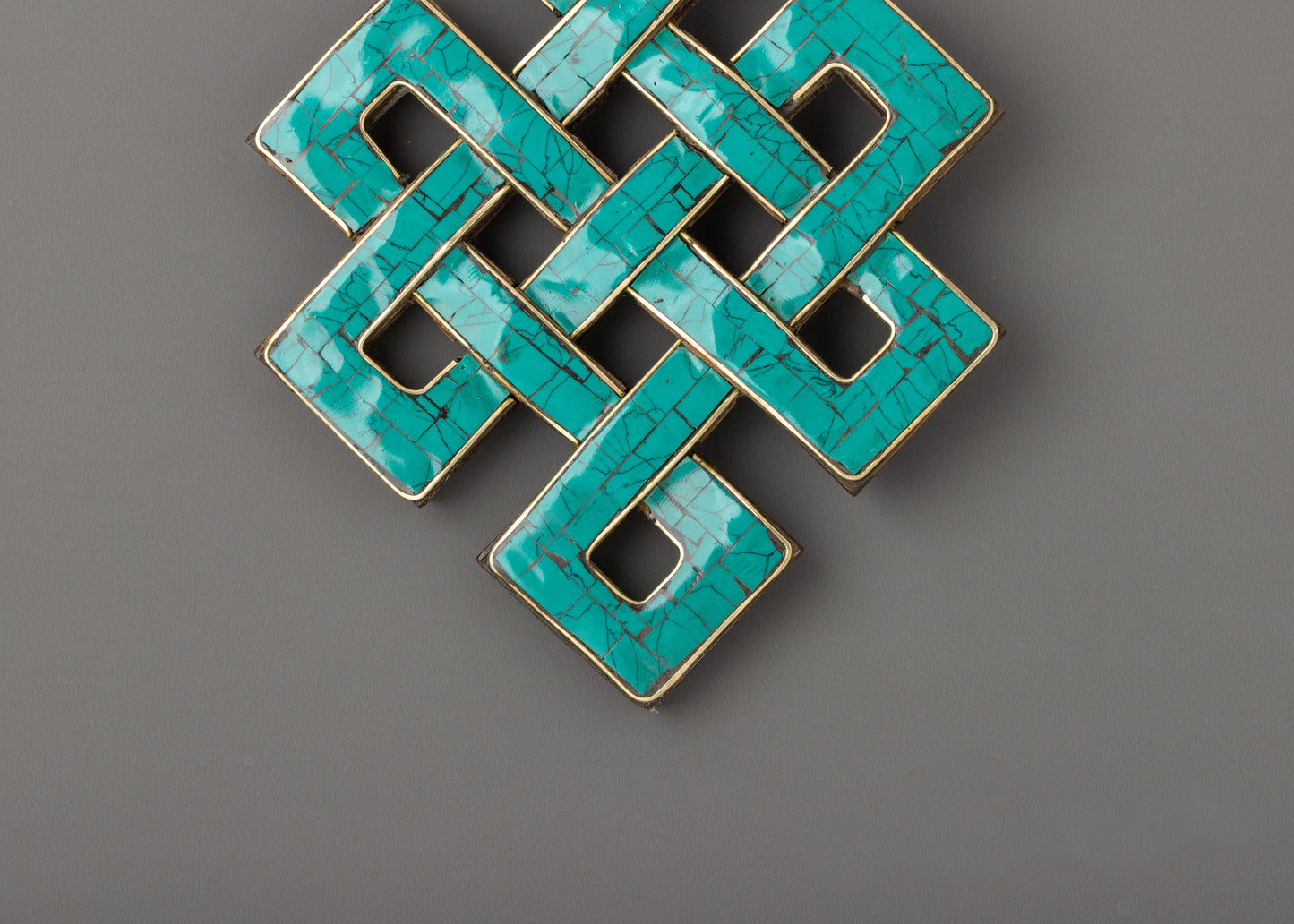 Turquoise Endless Knot Wall Art | Traditional Tibetan Handcrafted Wall Decor