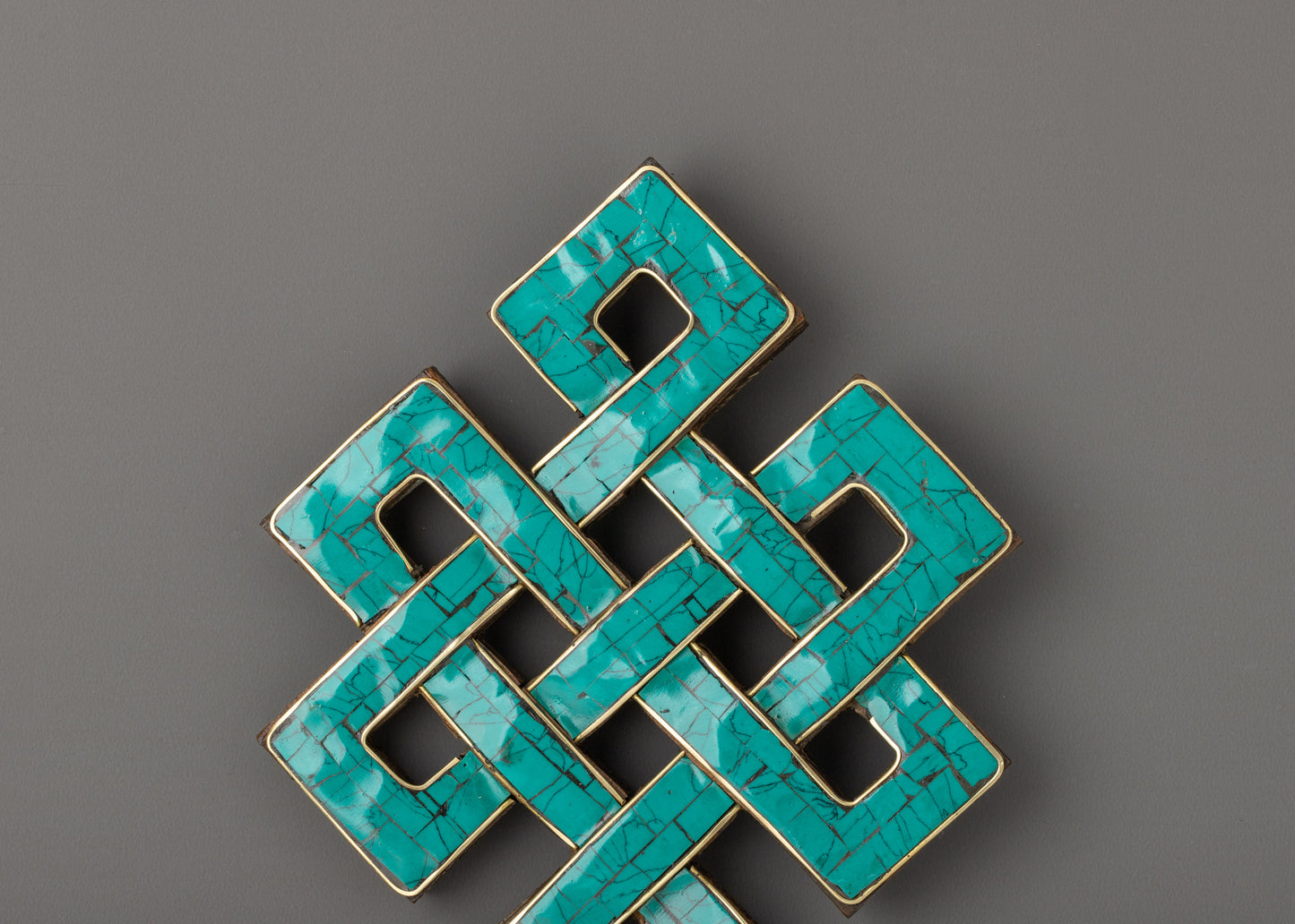 Turquoise Endless Knot Wall Art | Traditional Tibetan Handcrafted Wall Decor