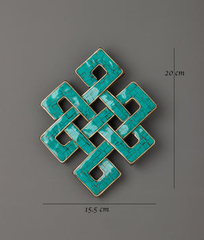 Turquoise Endless Knot Wall Art | Traditional Tibetan Handcrafted Wall Decor