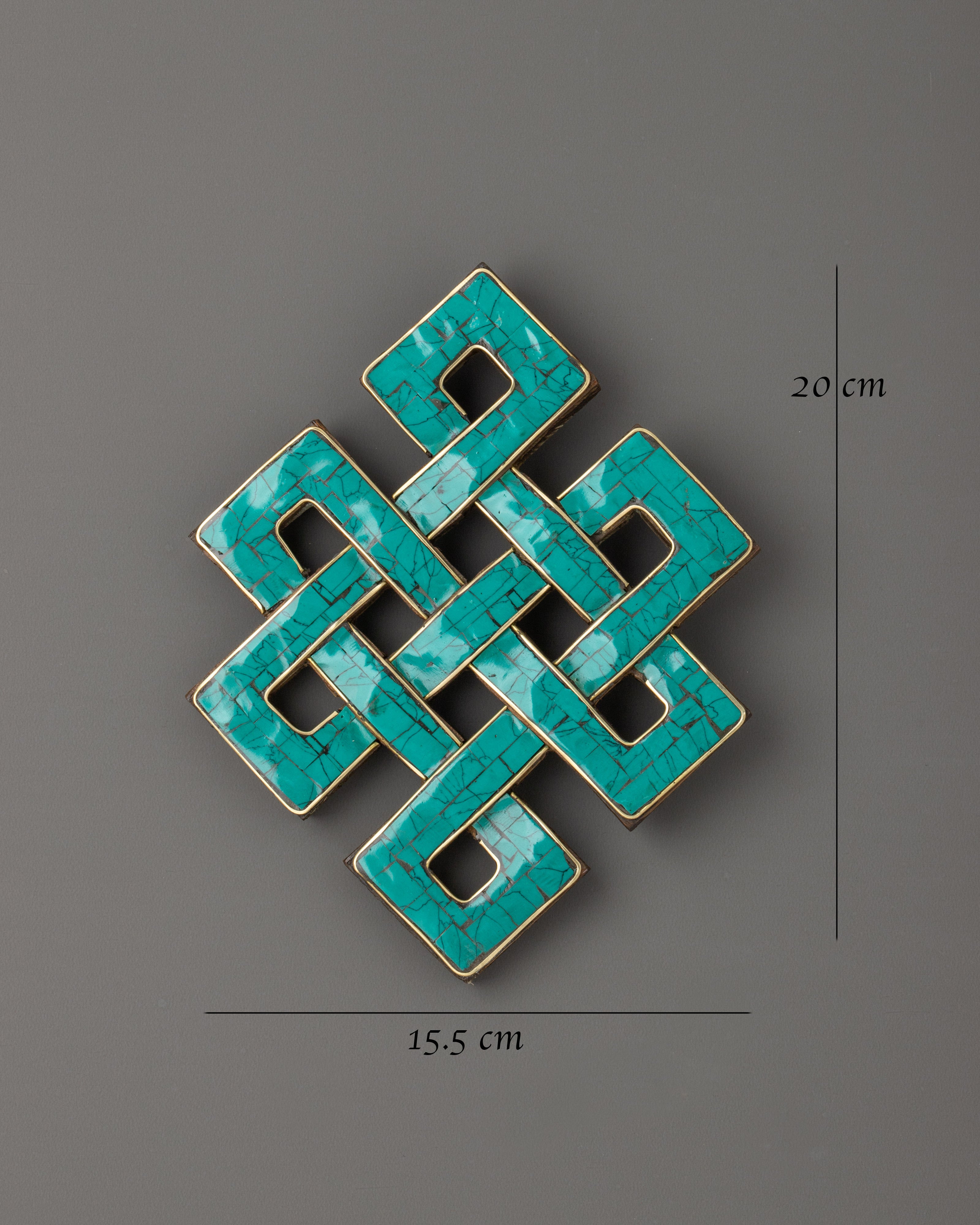 Turquoise Endless Knot Wall Art | Traditional Tibetan Handcrafted Wall Decor