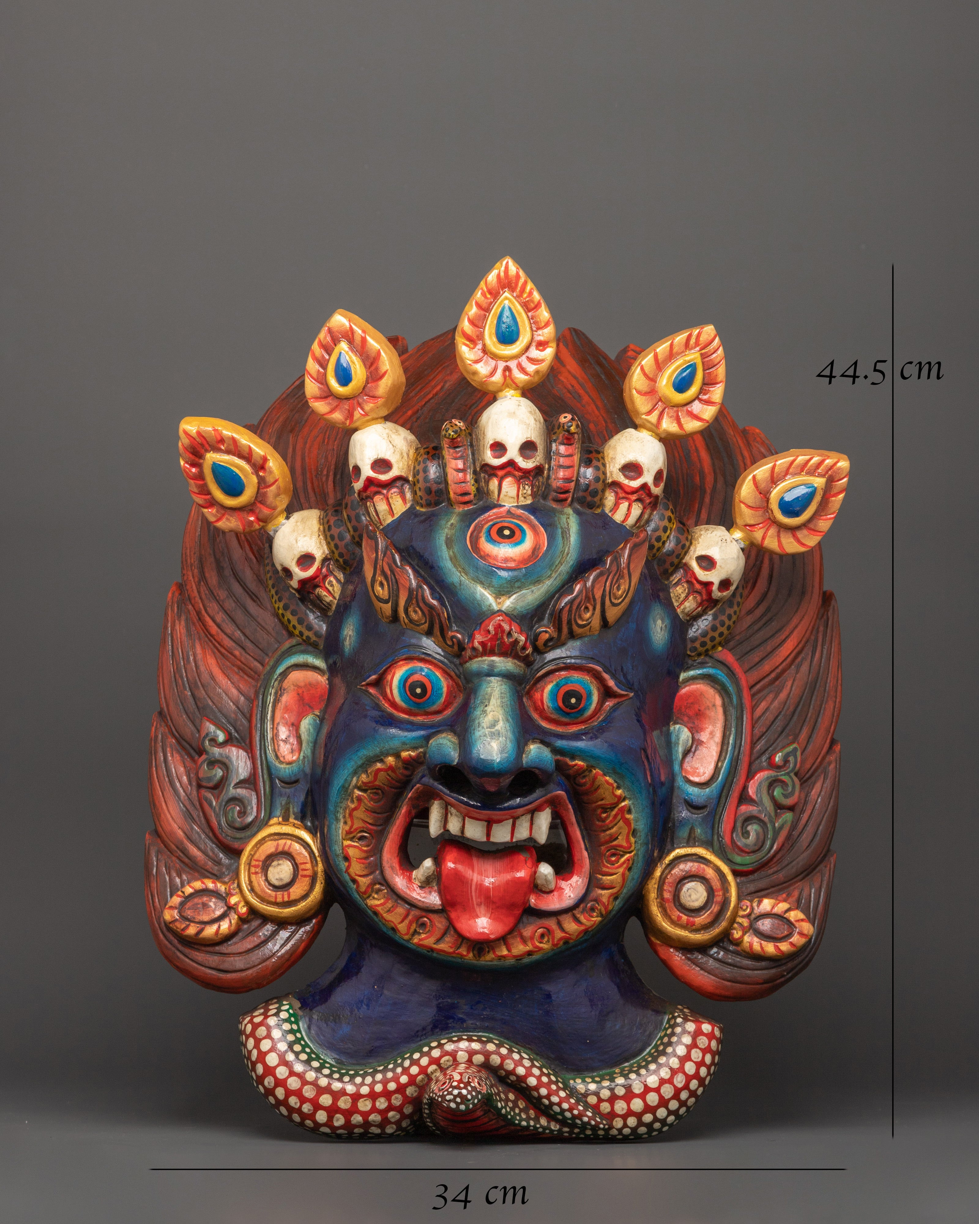 Bhairav Wall Hanging Mask | Traditional Handcrafted Art for Your Home or Sacred Space