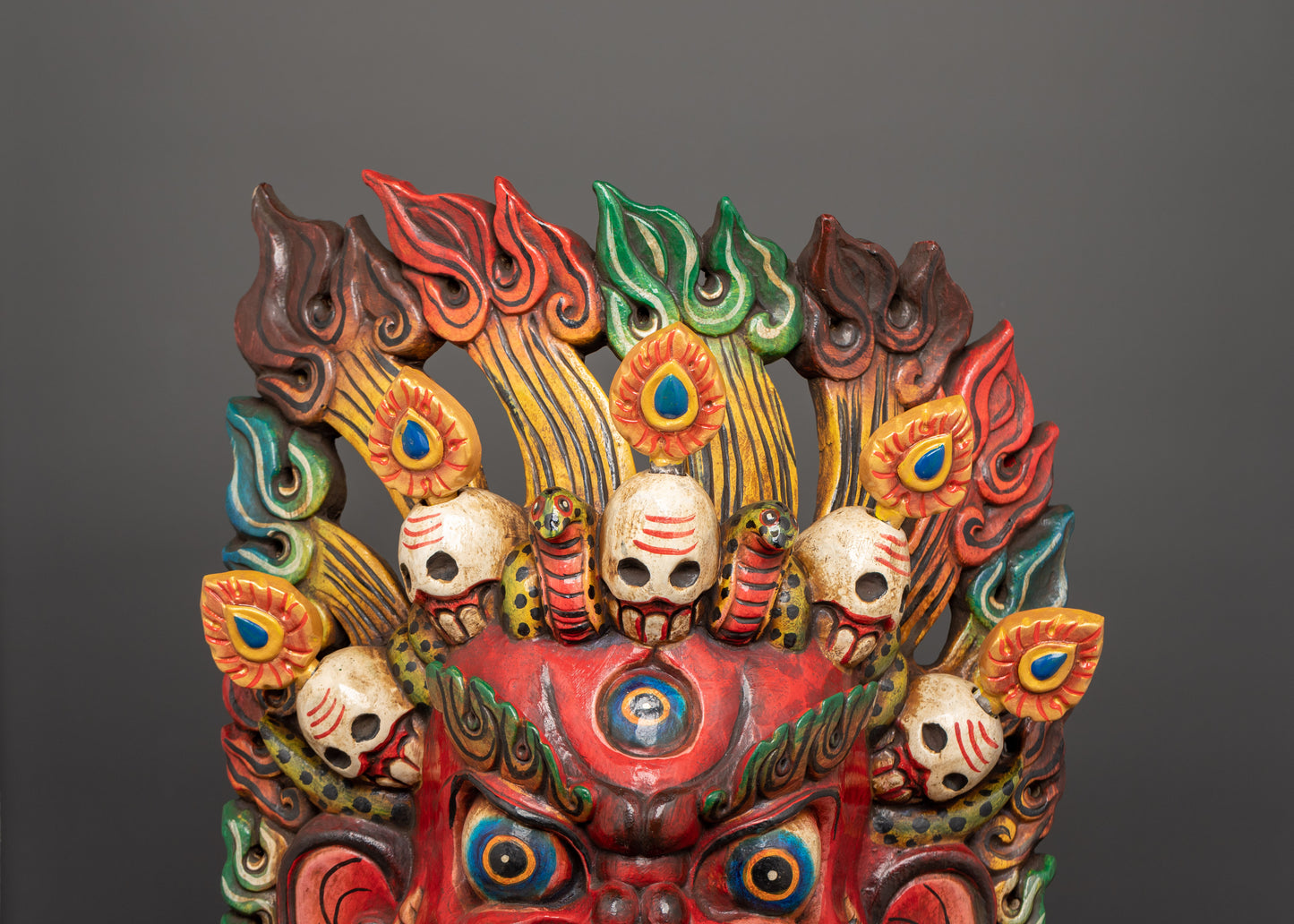 Traditional Bhairav Wooden Wall Mask | Guardian Deity of Protection & Power