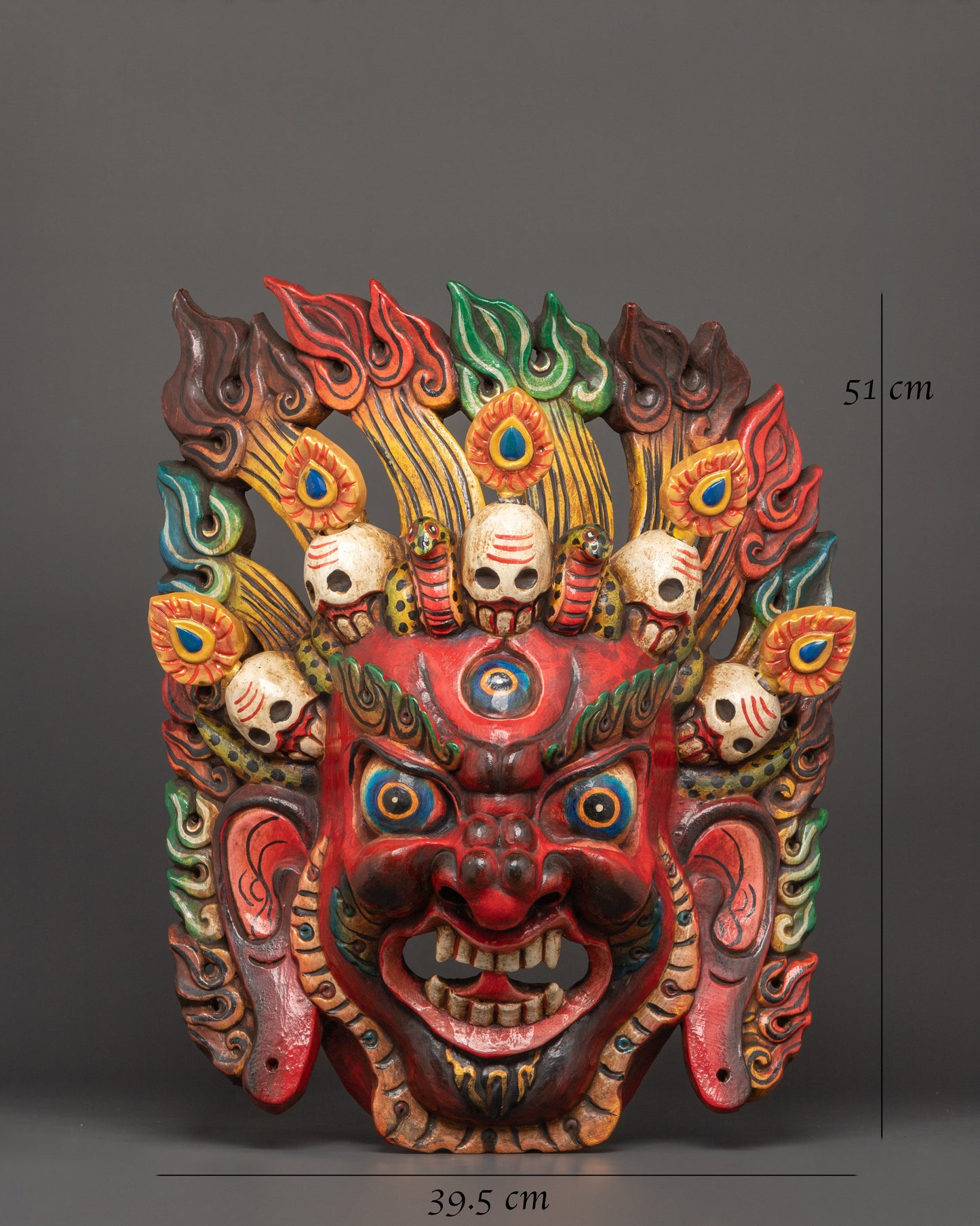 Traditional Bhairav Wooden Wall Mask | Guardian Deity of Protection & Power