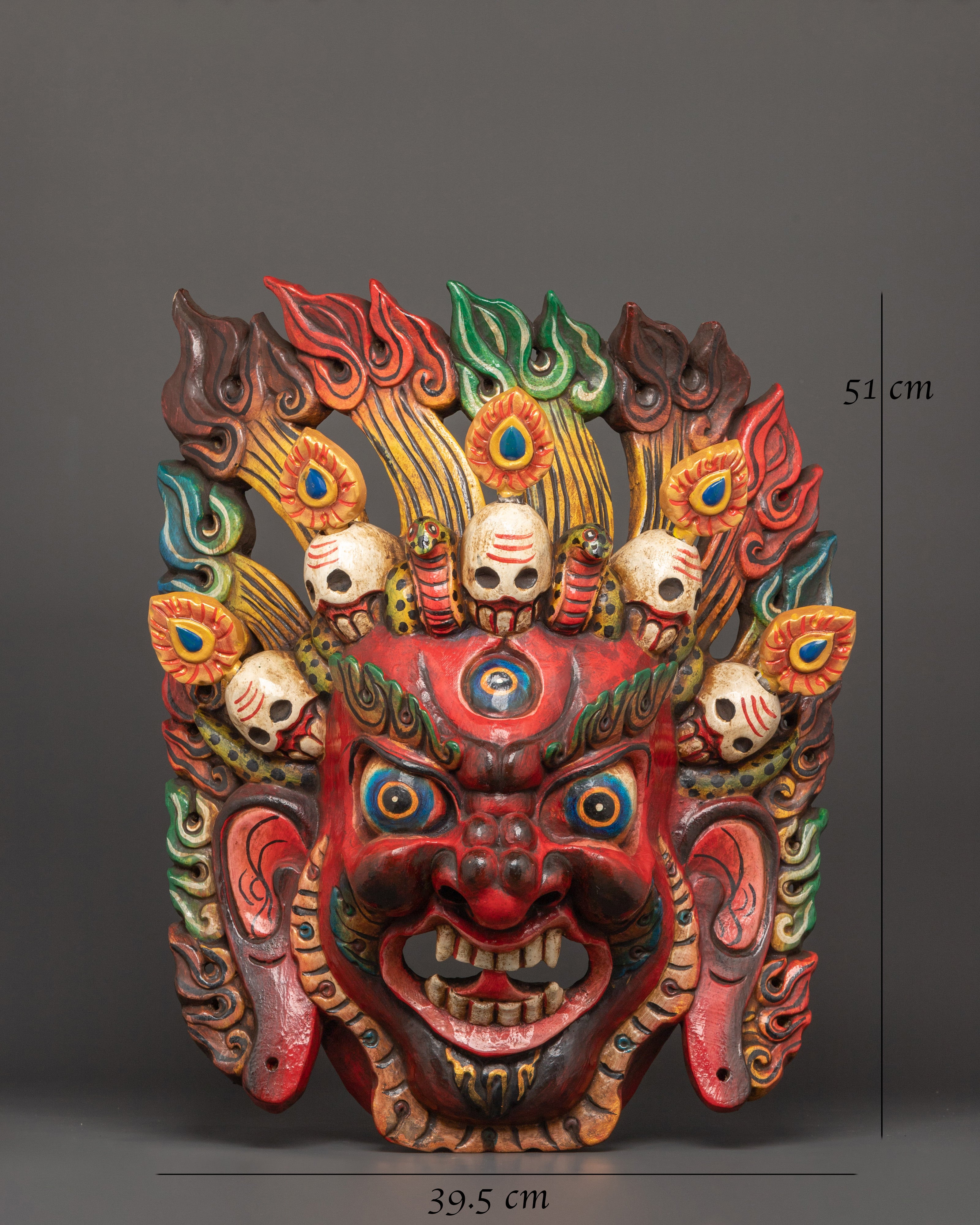 Traditional Bhairav Wooden Wall Mask | Guardian Deity of Protection & Power