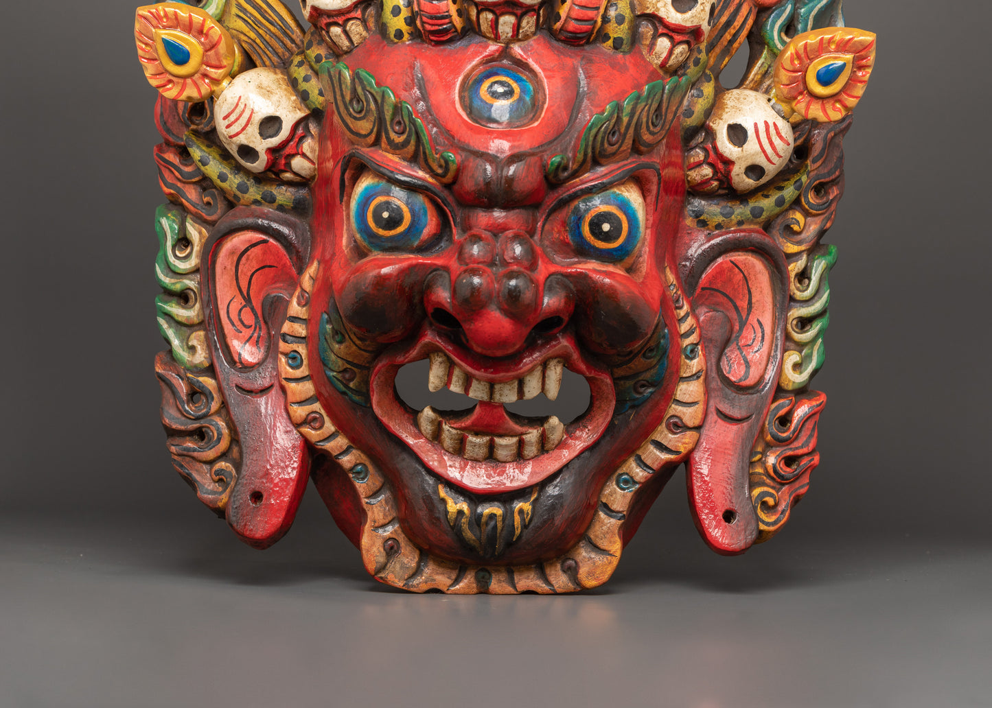 Traditional Bhairav Wooden Wall Mask | Guardian Deity of Protection & Power