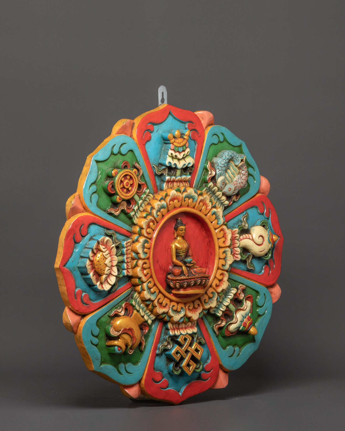 Shakyamuni Buddha Wall Hanging with Auspicious Symbols | The Awakened One