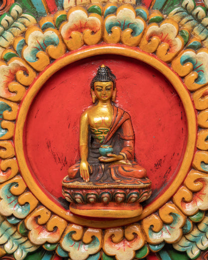 Shakyamuni Buddha Wall Hanging with Auspicious Symbols | The Awakened One