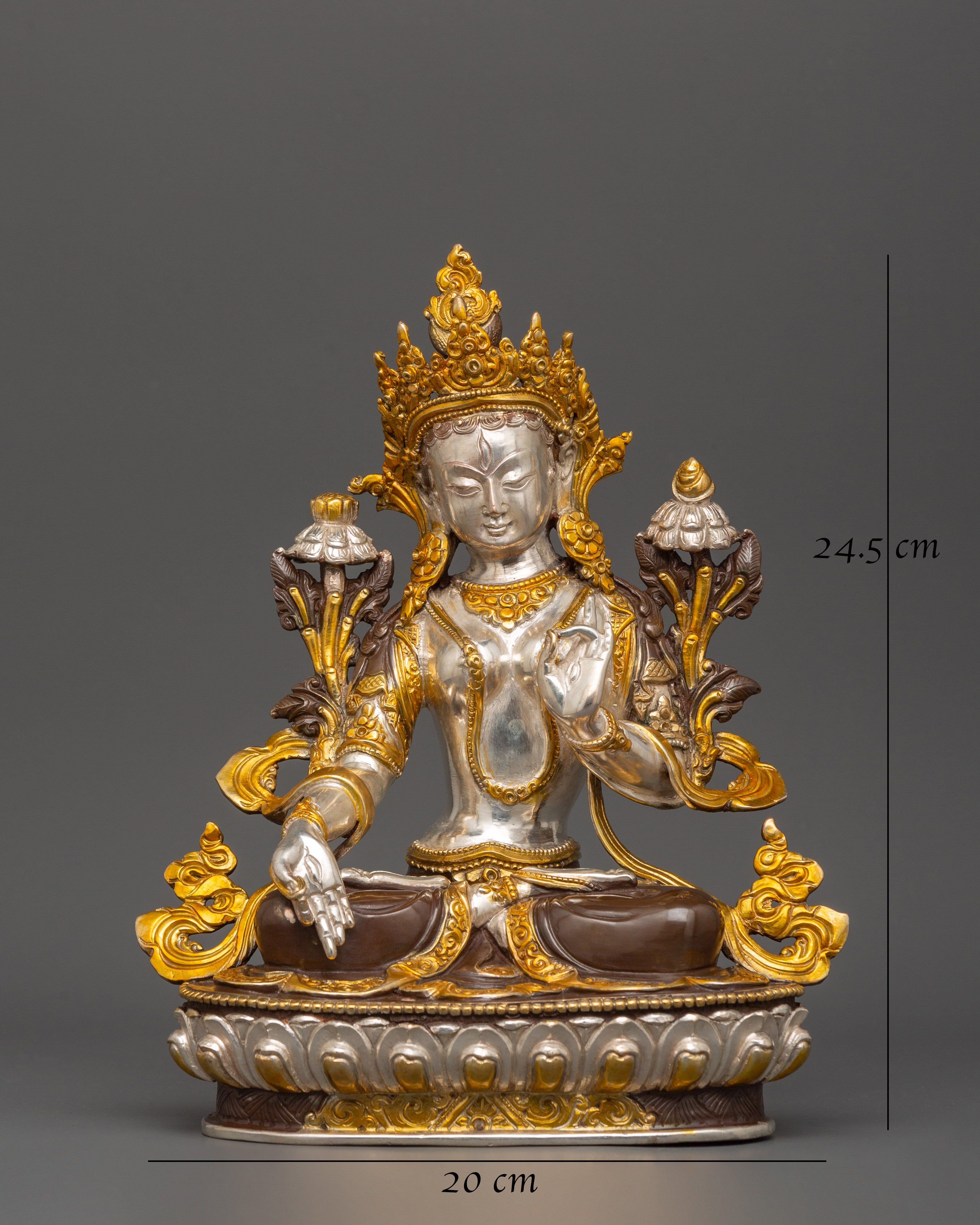 Silver Plated White Tara Statue | The Goddess of Healing