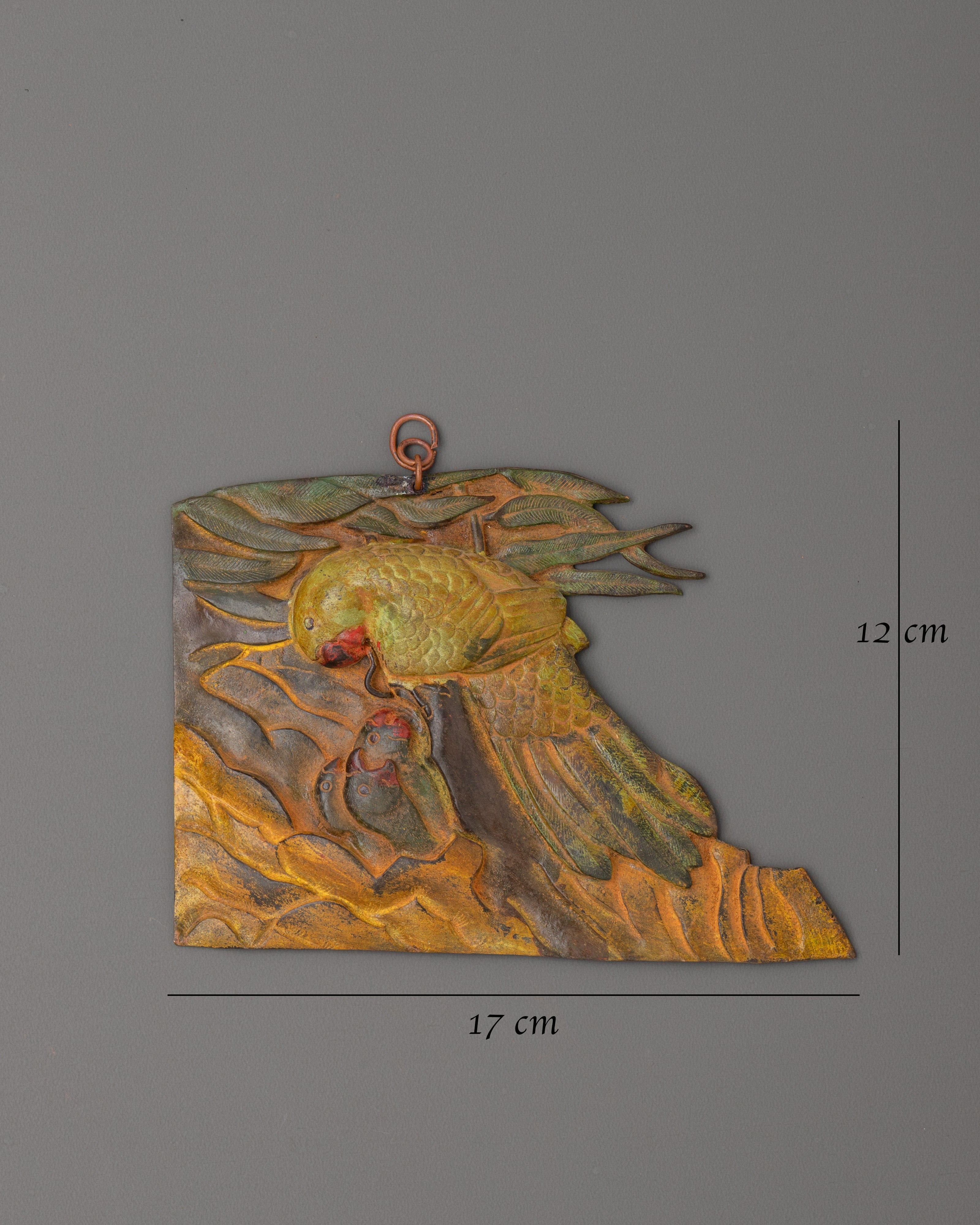 Parrot Carved Wall Hanging | Copper Parrot Wall Artwork