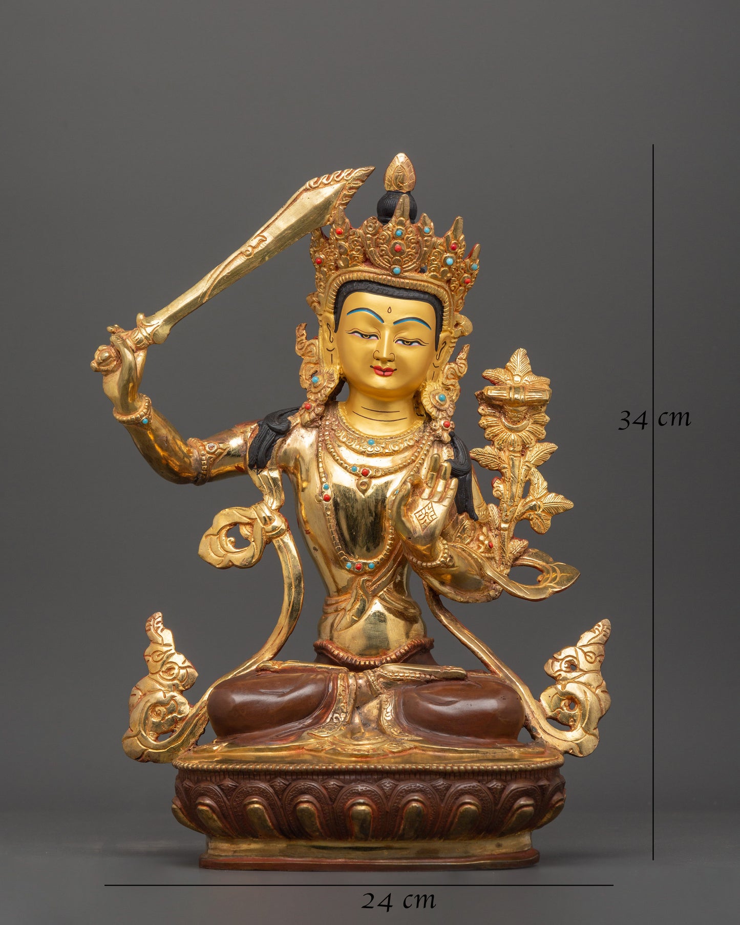 Tibetan Wisdom Deity Manjushri Statue | Bodhisattva of Wisdom and Insight