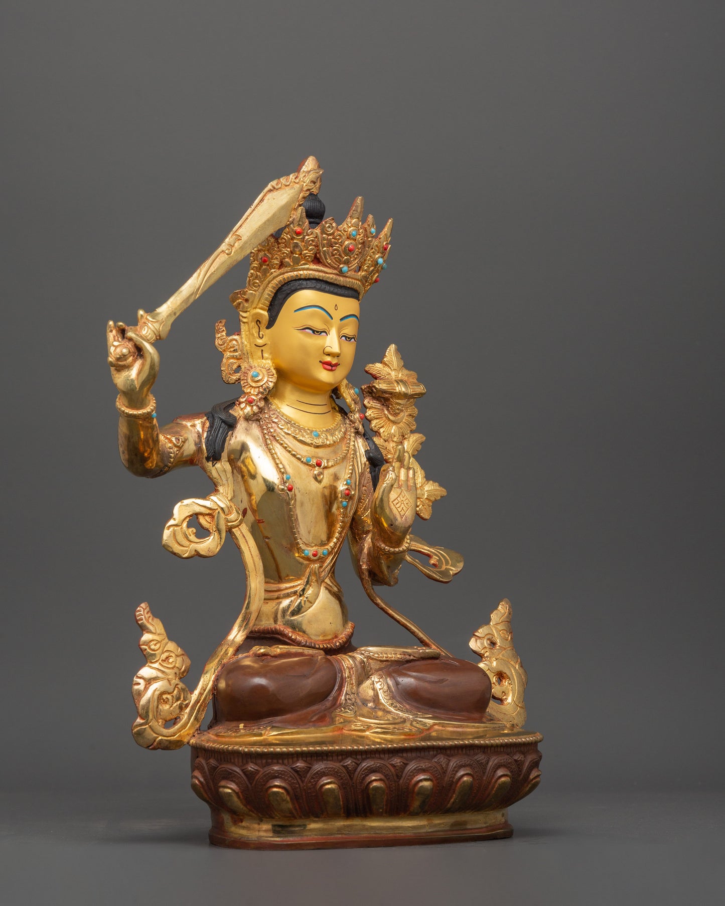 Tibetan Wisdom Deity Manjushri Statue | Bodhisattva of Wisdom and Insight