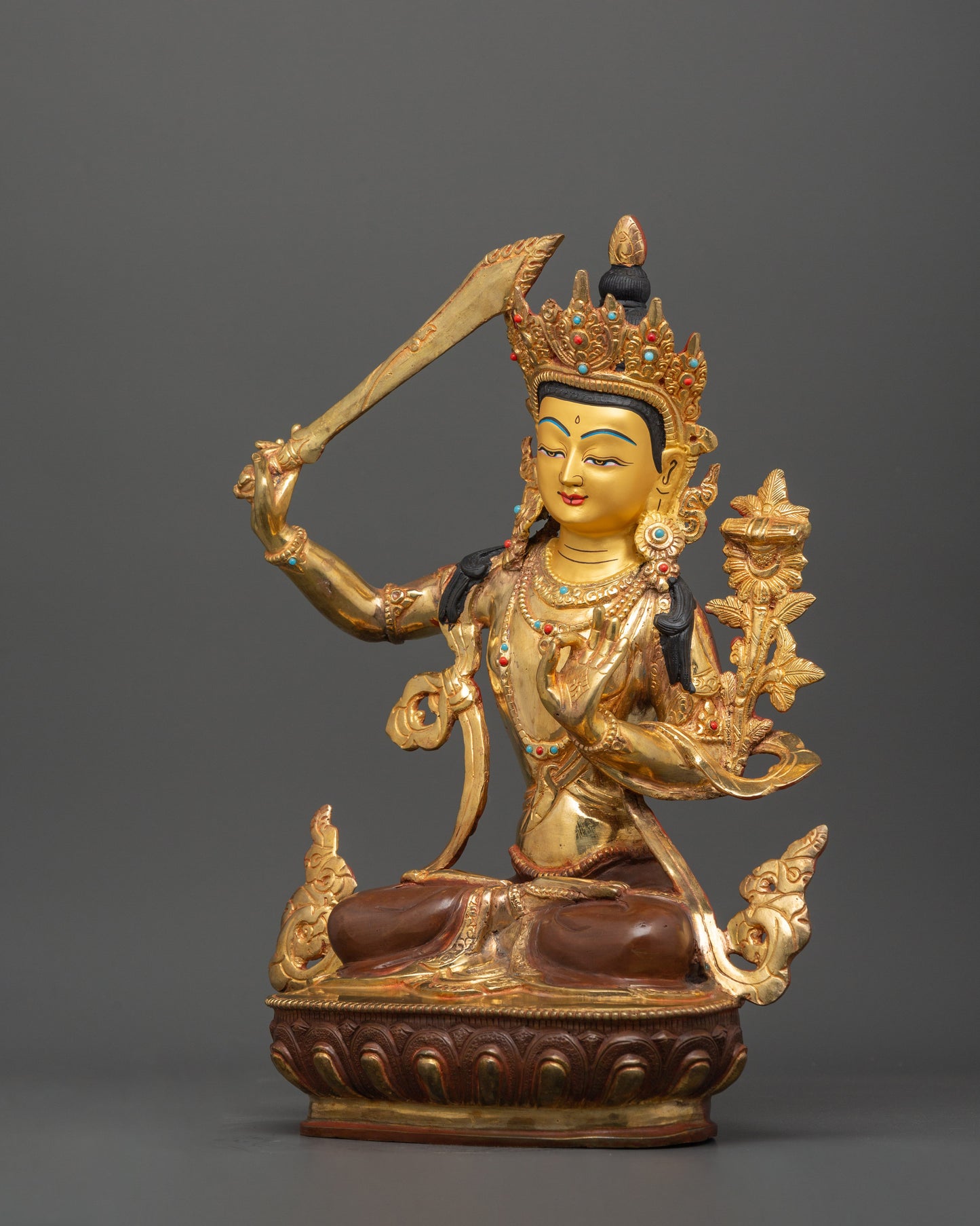 Tibetan Wisdom Deity Manjushri Statue | Bodhisattva of Wisdom and Insight