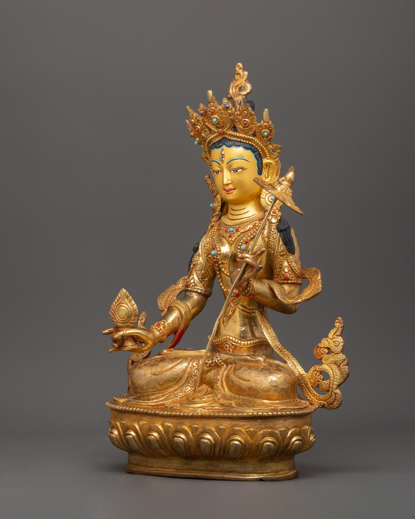 Dukar White Umbrella Goddess Statue | Himalayan Religious Nepalese Artwork