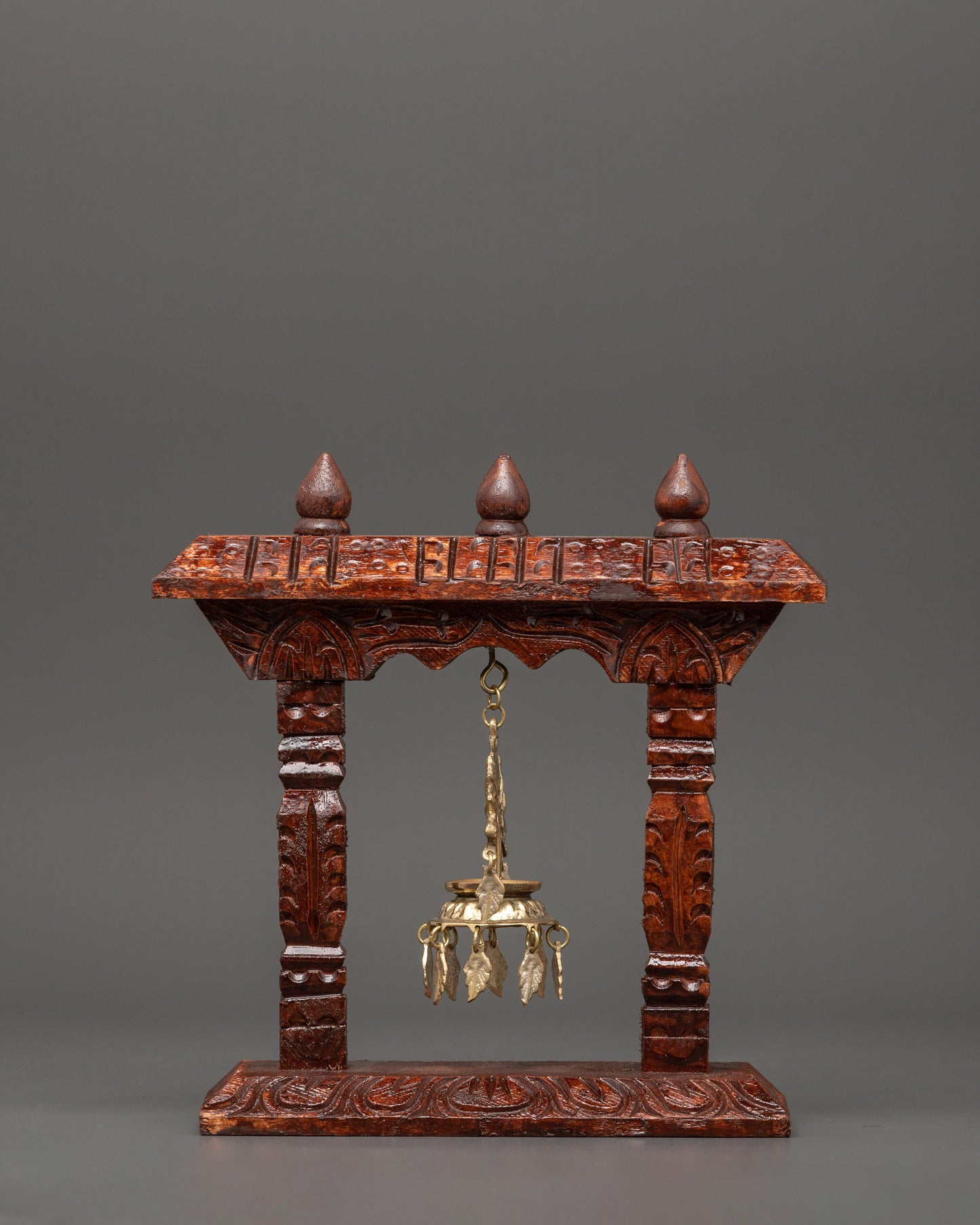 Handcrafted Wooden Khadullu with Brass Dhalucha | Traditional Oil Lamp For Rituals