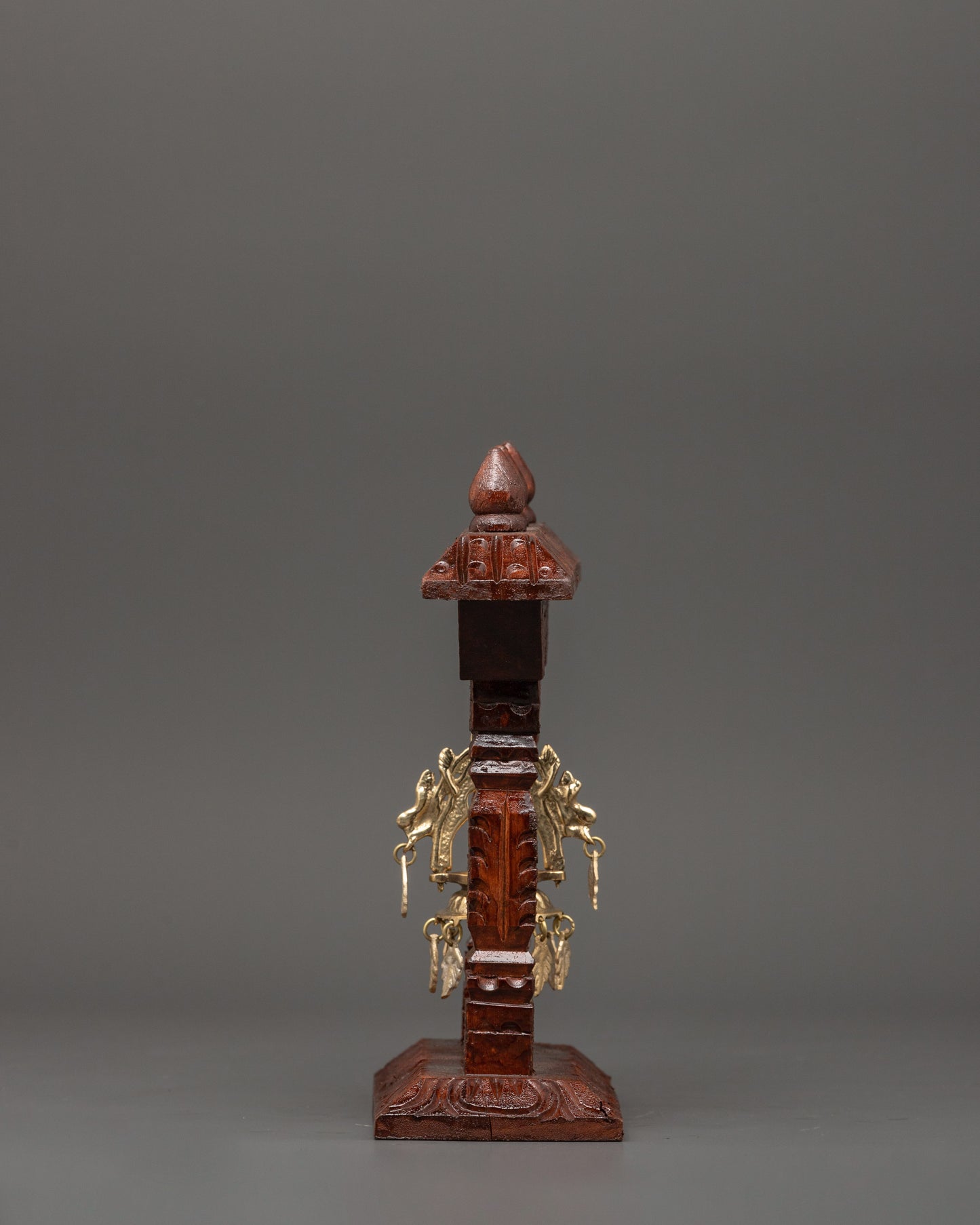 Handcrafted Wooden Khadullu with Brass Dhalucha | Traditional Oil Lamp For Rituals