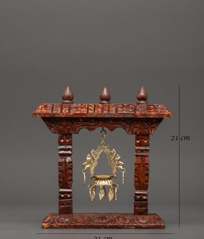 Handcrafted Wooden Khadullu with Brass Dhalucha | Traditional Oil Lamp For Rituals