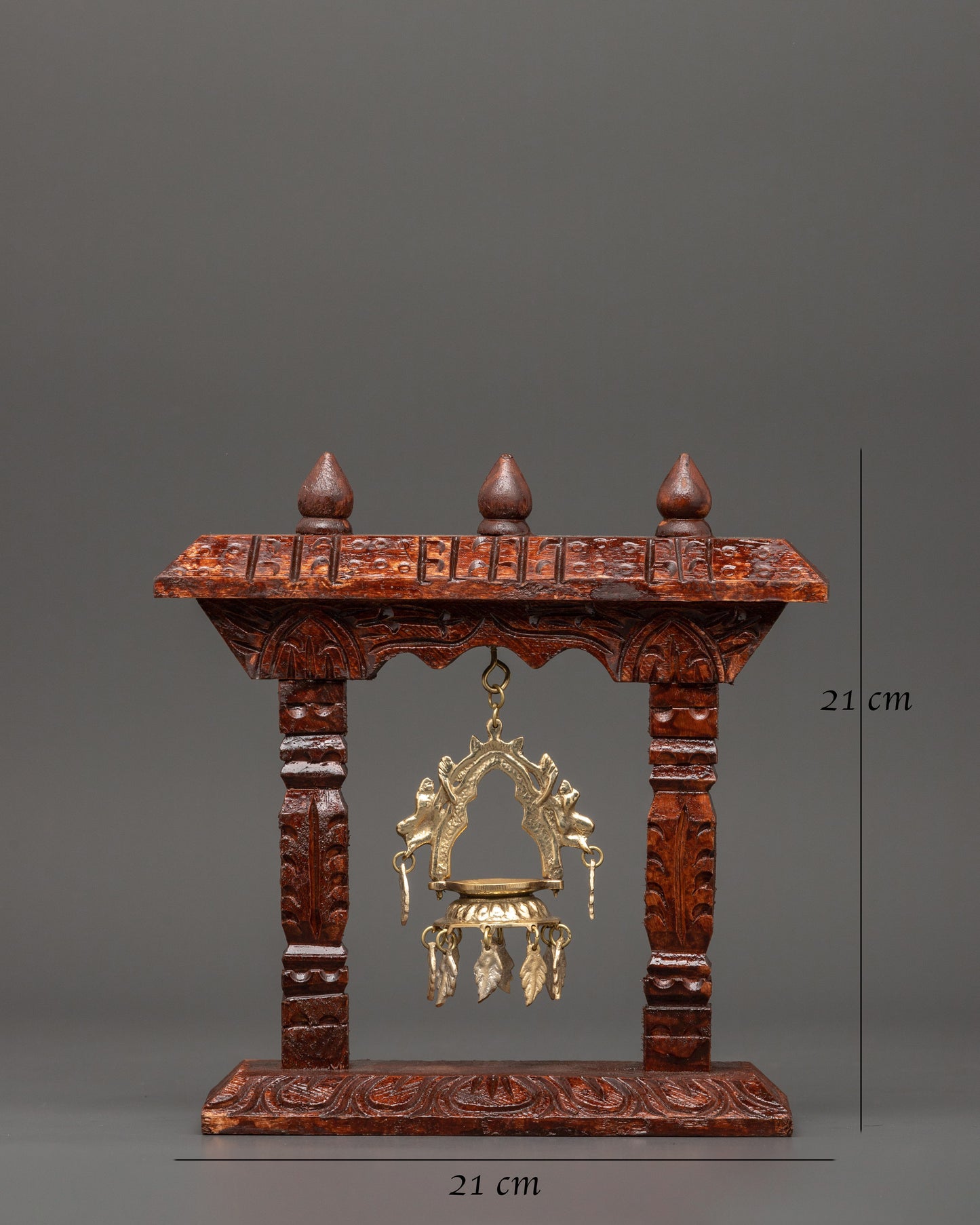 Handcrafted Wooden Khadullu with Brass Dhalucha | Traditional Oil Lamp For Rituals