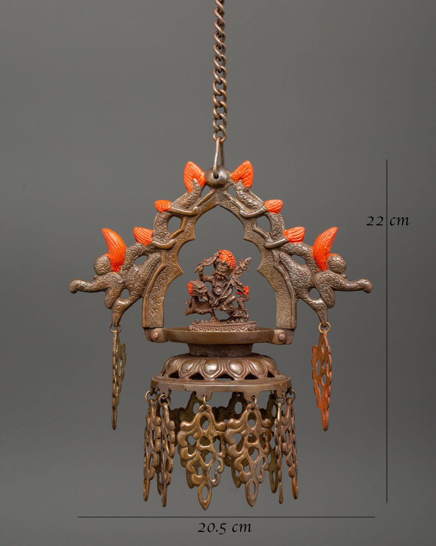 Dhalucha with White Dzambhala Figurine | Tibetan Ritual Hanging Lamp