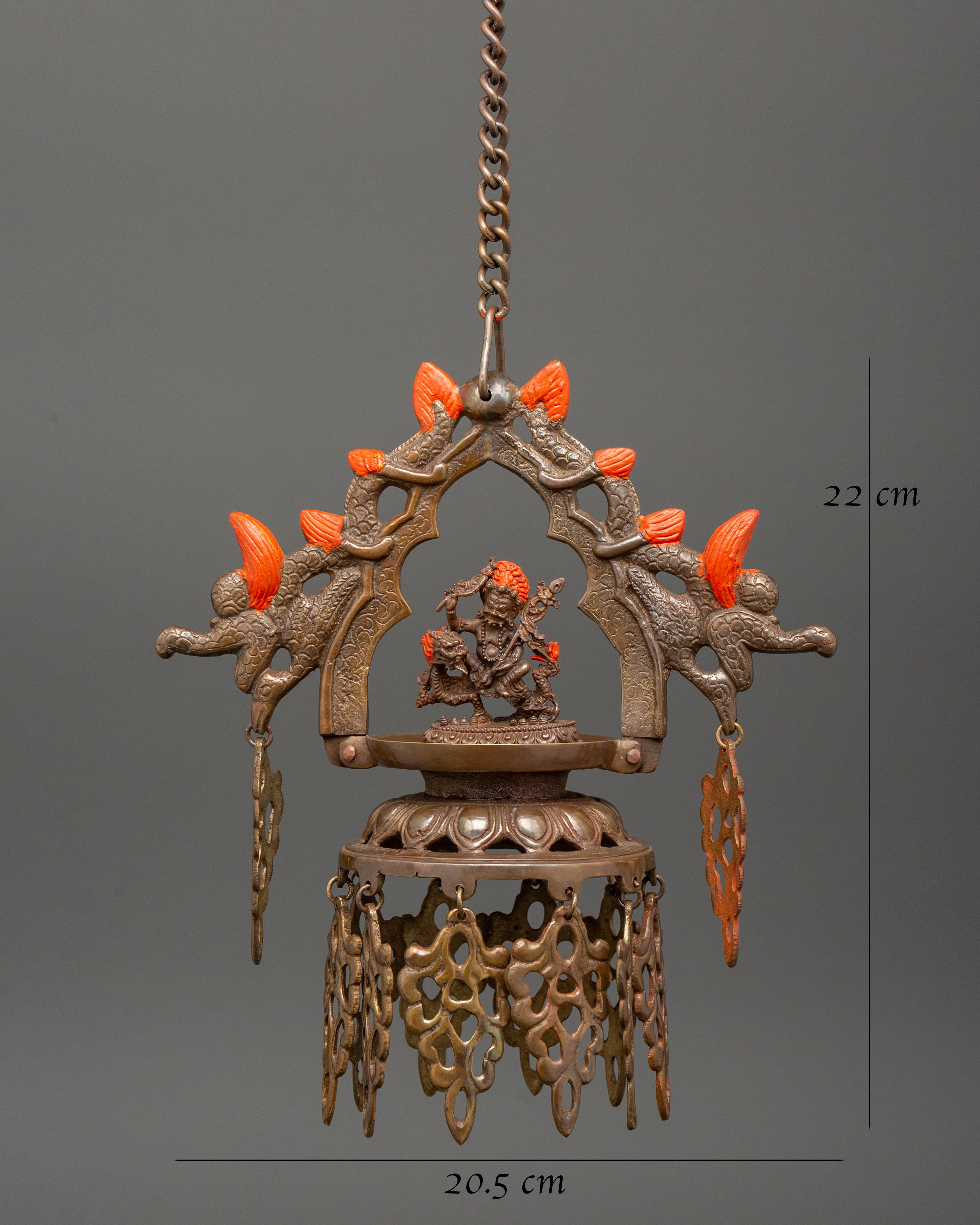 Dhalucha with White Dzambhala Figurine | Tibetan Ritual Hanging Lamp