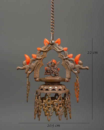 Dhalucha with White Dzambhala Figurine | Tibetan Ritual Hanging Lamp