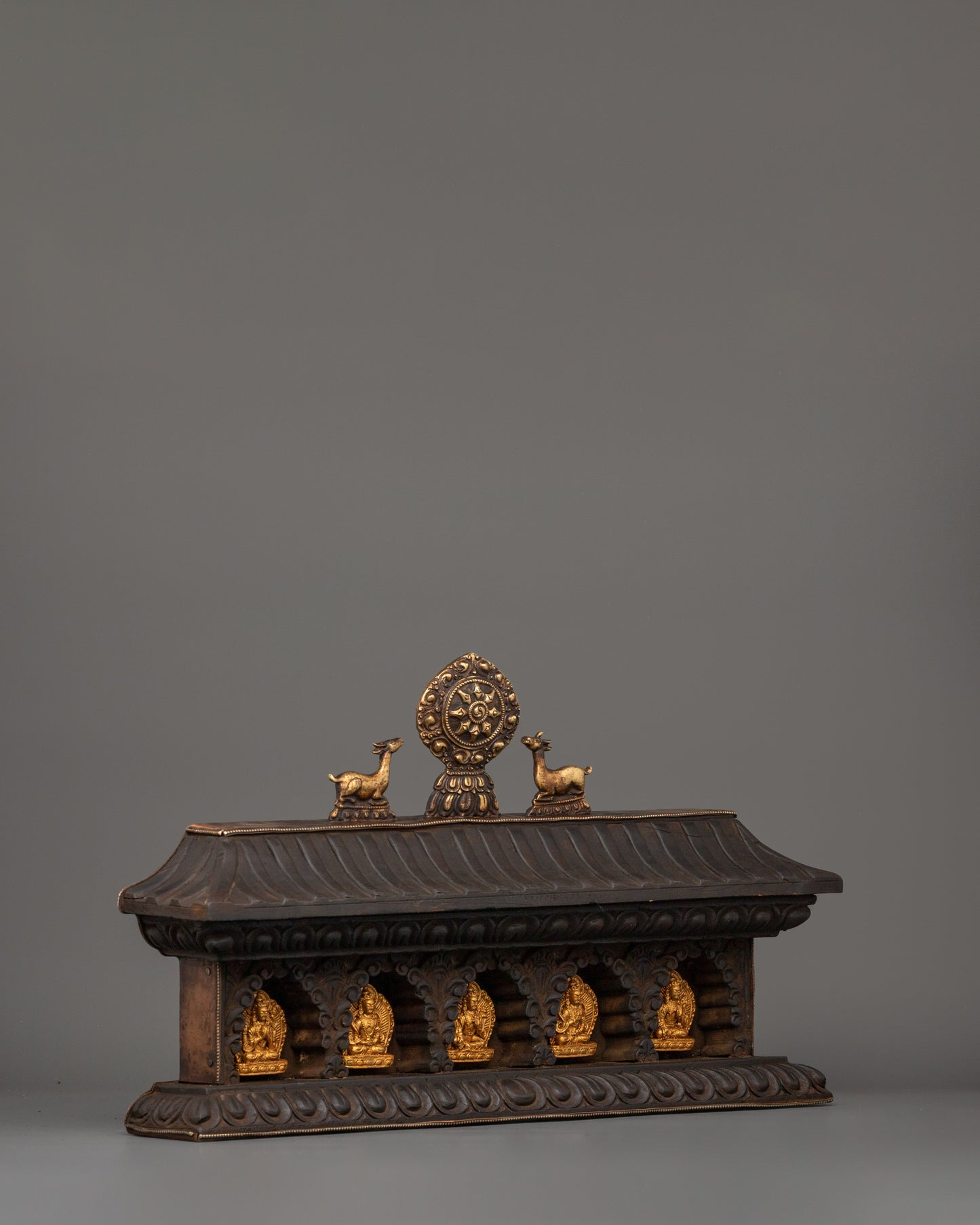 Tara Set with Wooden Altar Box | Handcrafted Wooden Altar for Spiritual Decor