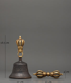 Handcrafted Tibetan Vajra and Bell with Box | Energy & Spiritual Balance Decor