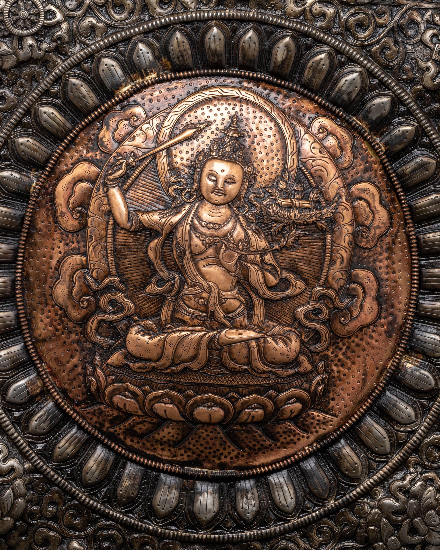 Manjushri Wall Hanging | Handcrafted Iron and Copper Wall Art