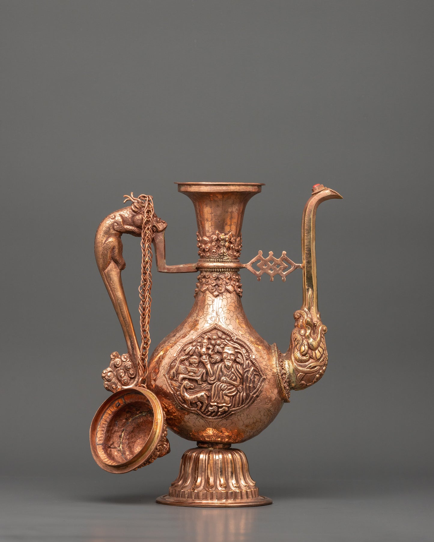 Buddhist Ritual Ceremonial Ewer | Dragon Handle & Makara Spout