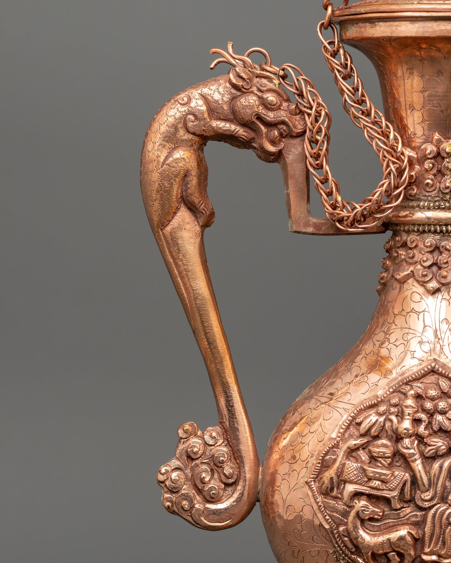 Buddhist Ritual Ceremonial Ewer | Dragon Handle & Makara Spout