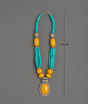 Tibetan Handmade Necklace | Elegant Accessory with Beautiful Stones