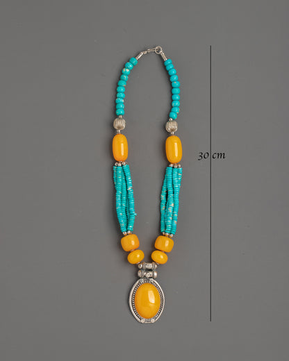 Tibetan Handmade Necklace | Elegant Accessory with Beautiful Stones