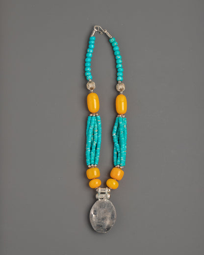 Tibetan Handmade Necklace | Elegant Accessory with Beautiful Stones