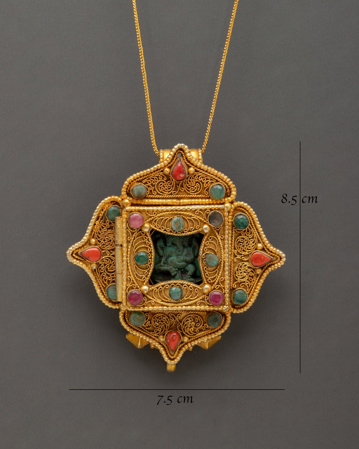 Ganesh Ghau Box Locket | A Sacred Tibetan Amulet with Filigree Work