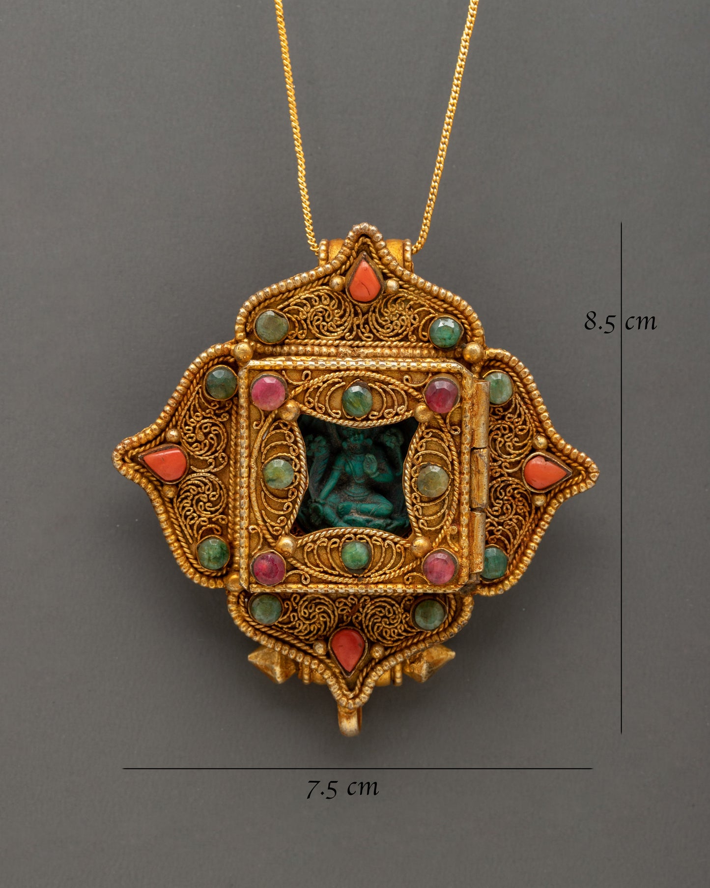 Ghau Box Locket with Green Tara | Ghau for Spiritual Protection and Swift Action