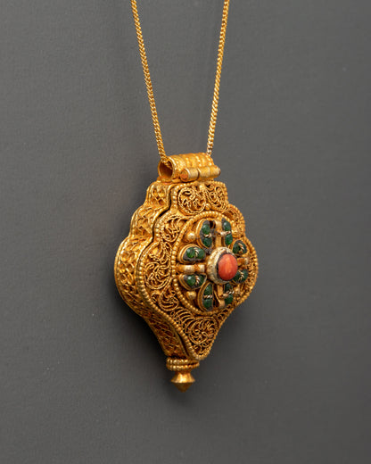 Ghau Box Locket with Buddhist Deity | Sacred Symbol of Spirituality