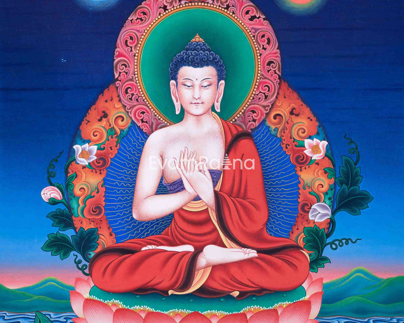 Traditional Nepali Art Print For Vairocana Buddha Mantra Practice | The Transcendent Buddha Of Vajrayana Buddhism