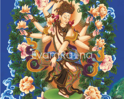 Chenrezig Bodhisattva Of Compassion Thangka Print | Wall Hangings