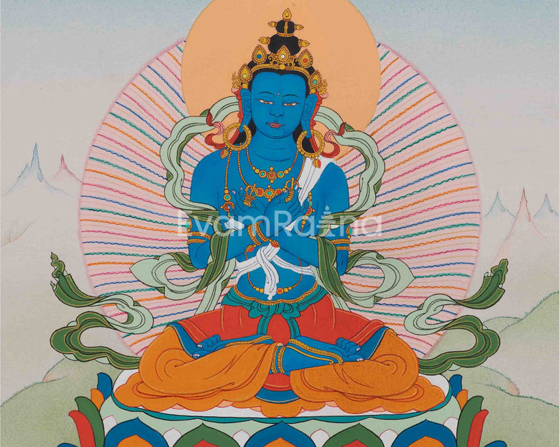 The Vajra Holder, Vajradhara | Buddhist Thangka Painting | Spiritual Hand Painted Canvas Art