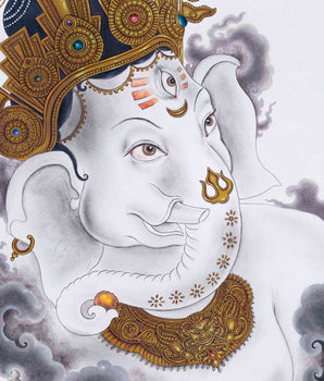 Newari Paubha Print To Practice Ganesh Mantra | Highly-Revered Hindu Deity Art Print For Rituals
