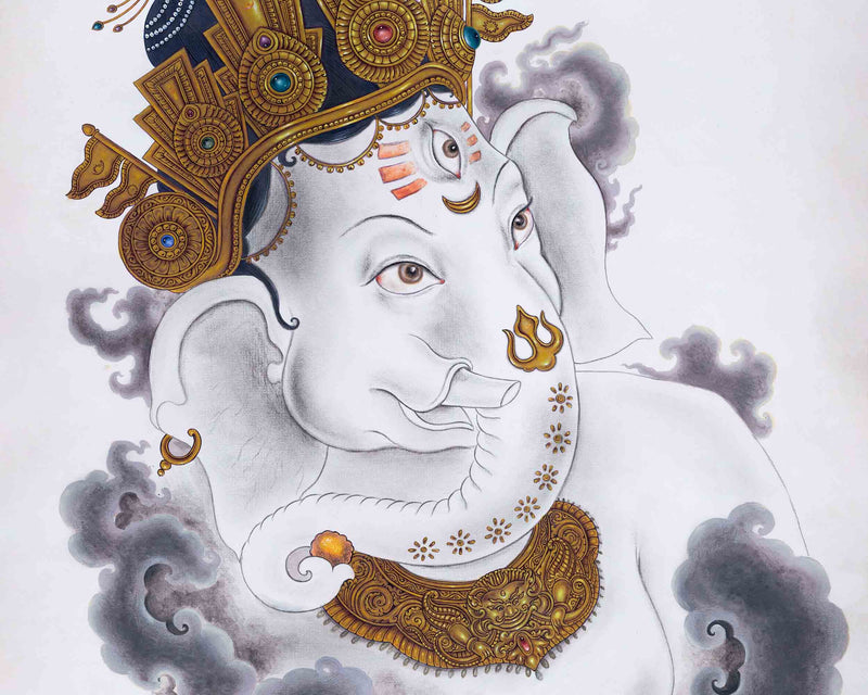 Newari Paubha Print To Practice Ganesh Mantra | Highly-Revered Hindu Deity Art Print For Rituals