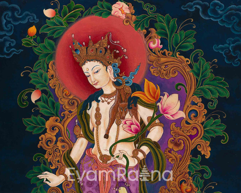 Tibetan Bodhisattva Padmapani Painting Print | Padmapani Lokeshwara Thangka Print