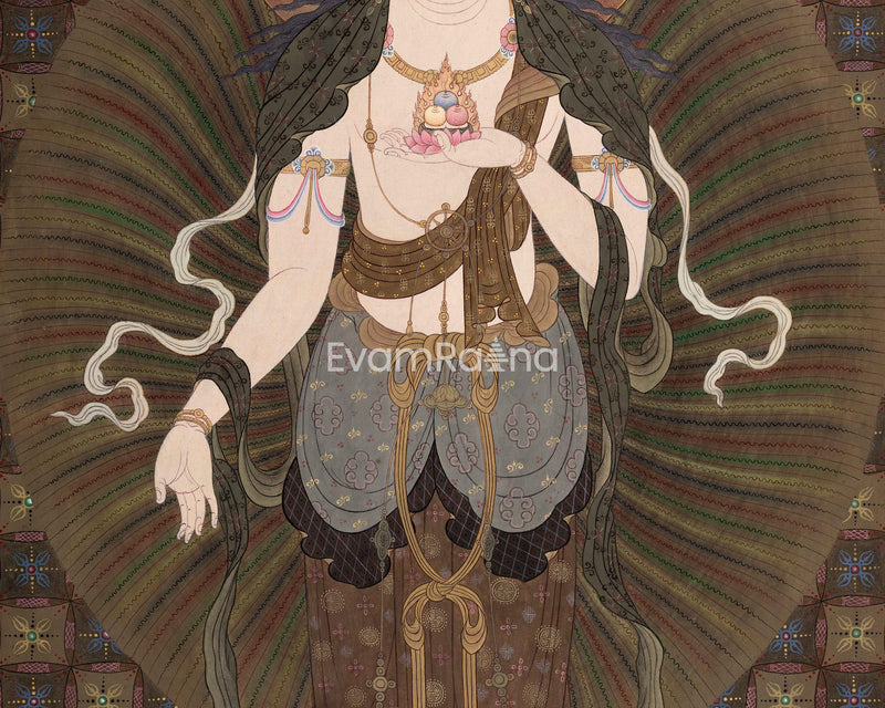 Ksitigarbha Mantra Thangka Print | Buddhist Art | Himalayan Wall Decor