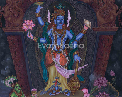 Highly Revered Hindu Deity Sree Vishnu Giclee Print | Vishnu, The God Of Preservation Art For Wall Hanging